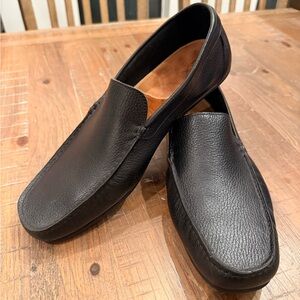 Men's Black Leather Slip-On Driving Loafers